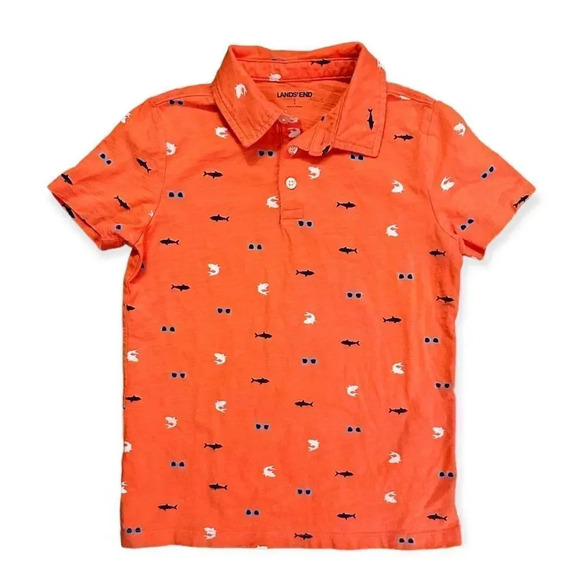 Lands’ End | Orange Cotton Polo (8) 🦈 🕶️ - Picture 1 of 4